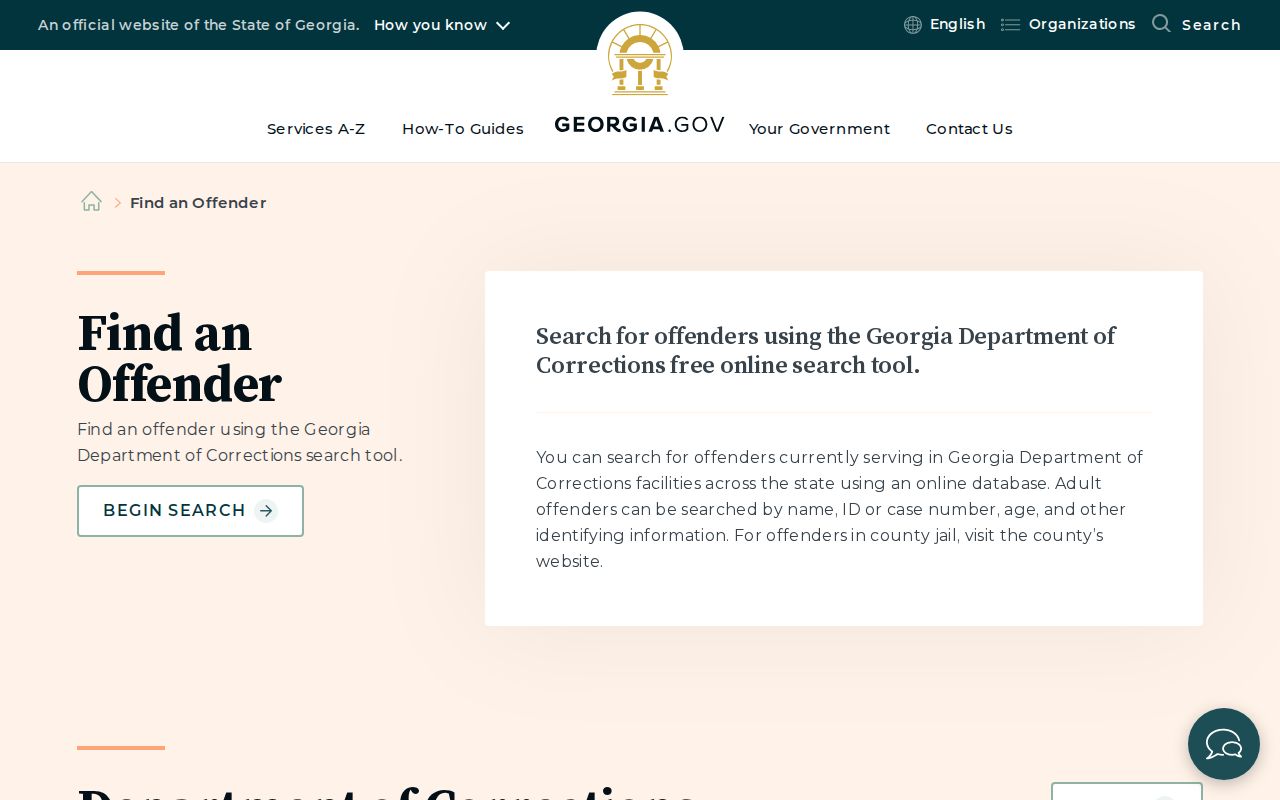 Georgia Department of Corrections offender search for Toombs County custody follow-up