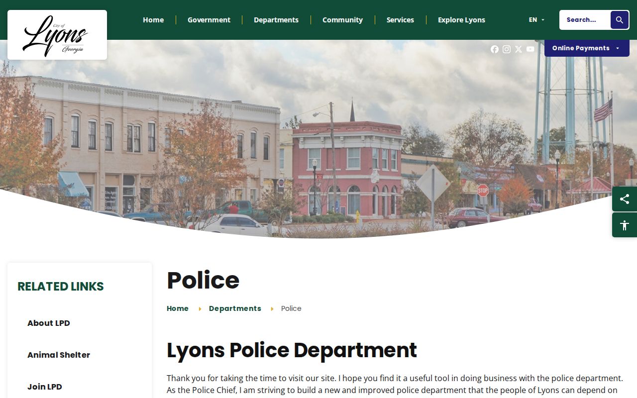 Lyons Police Department official source for Toombs County arrest records