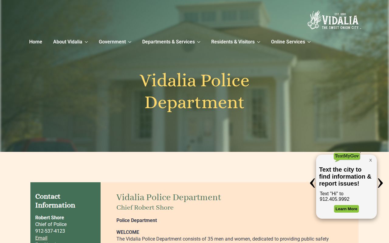 Vidalia Police Department official page for Toombs County arrest records